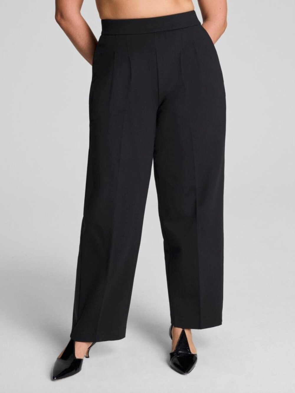 Spanx Ponte Pleated Barrel Leg Trouser with Tuxedo Stripe